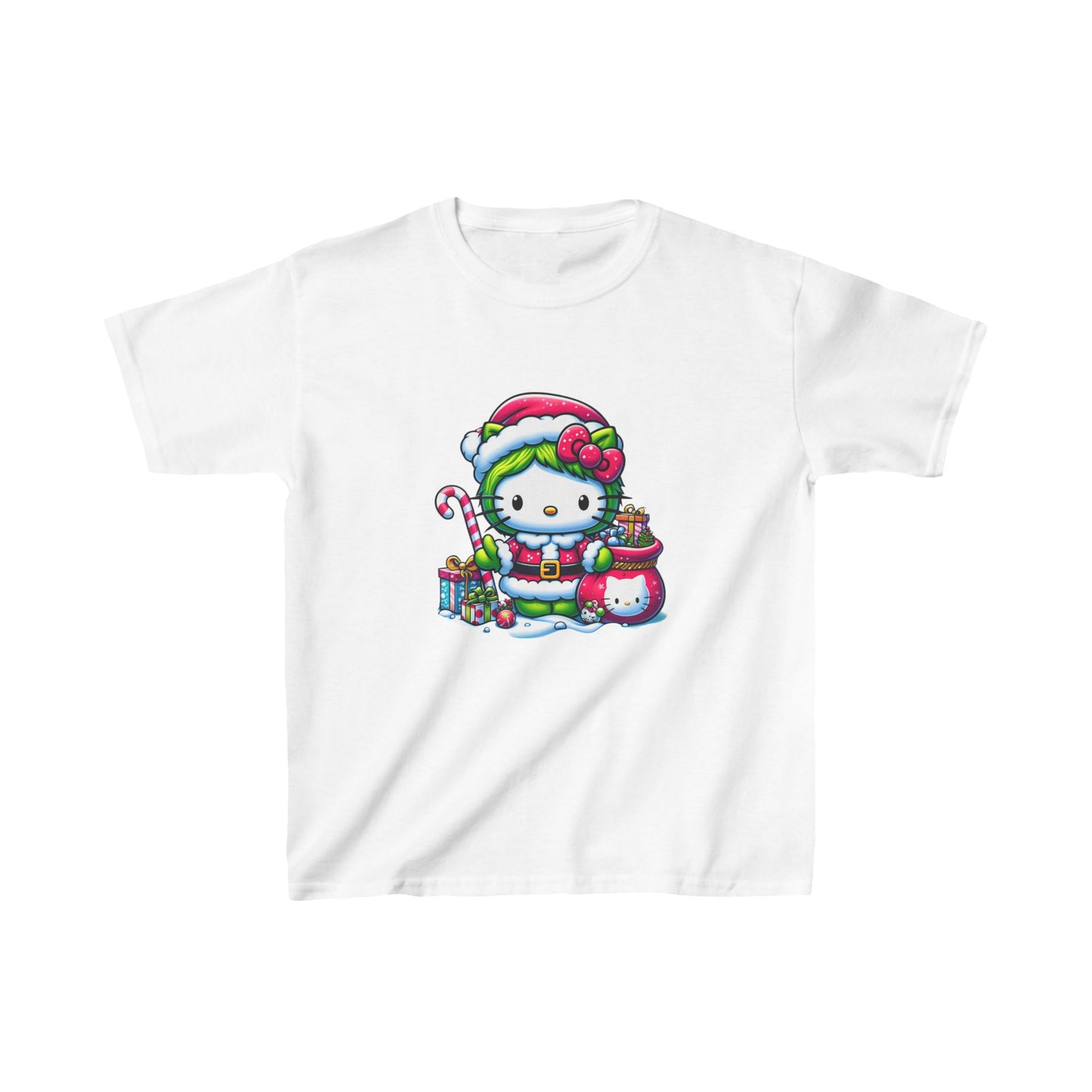 Kids Tee - Cute Kitty Grinch Christmas