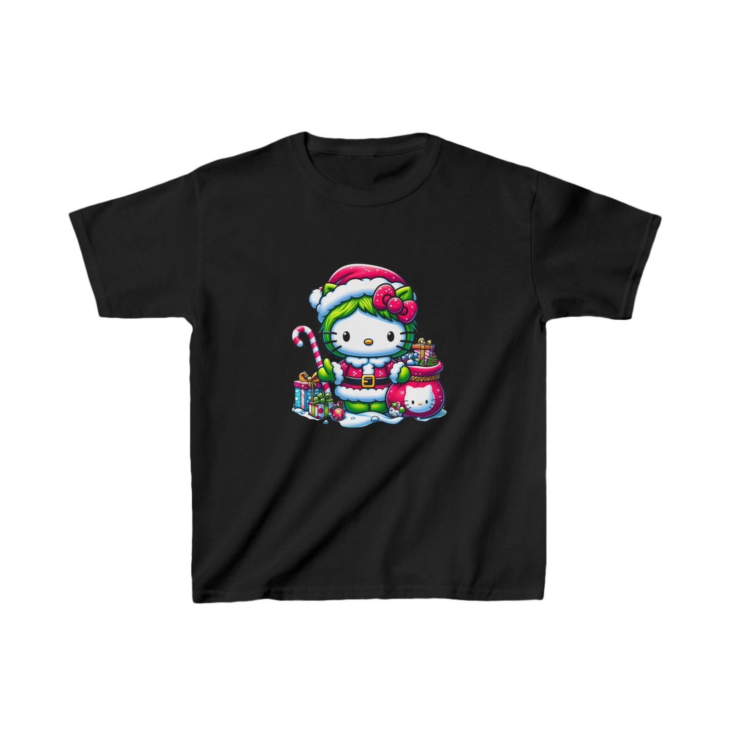 Kids Tee - Cute Kitty Grinch Christmas