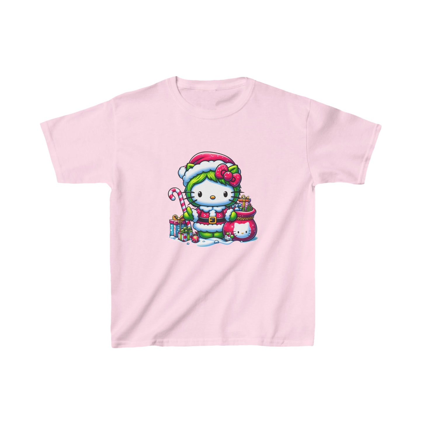 Kids Tee - Cute Kitty Grinch Christmas