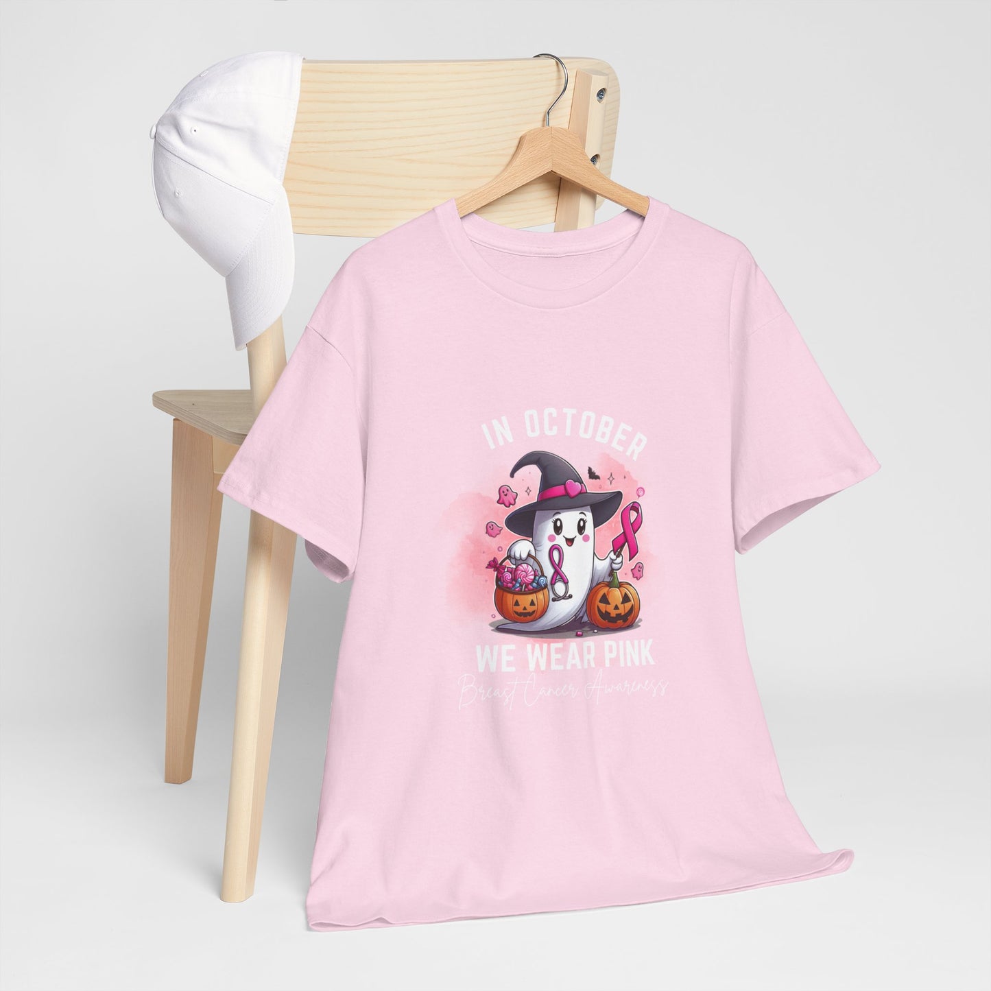 White letter October Pink Tee